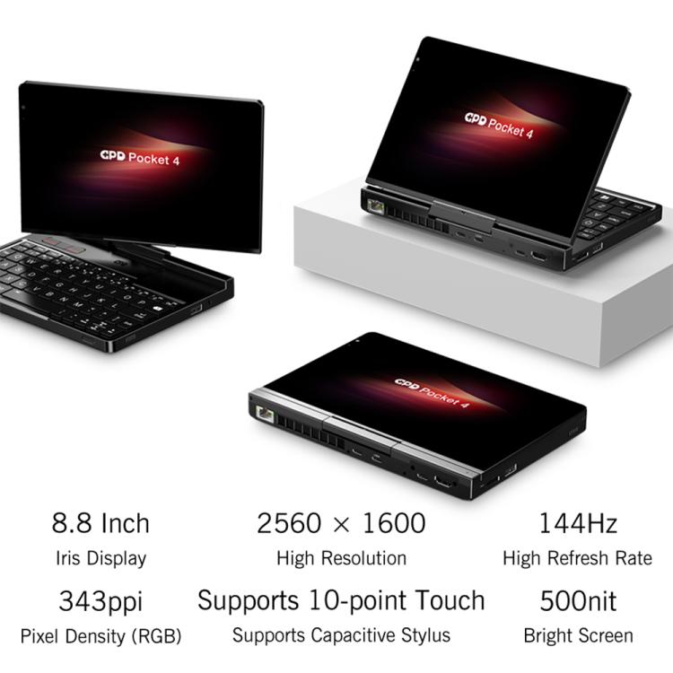GPD Pocket 4 Handheld Gaming PC, 32GB+2TB, 8.8 inch Windows 11 Home AMD Ryzen AI 9 HX 370, EU Plug