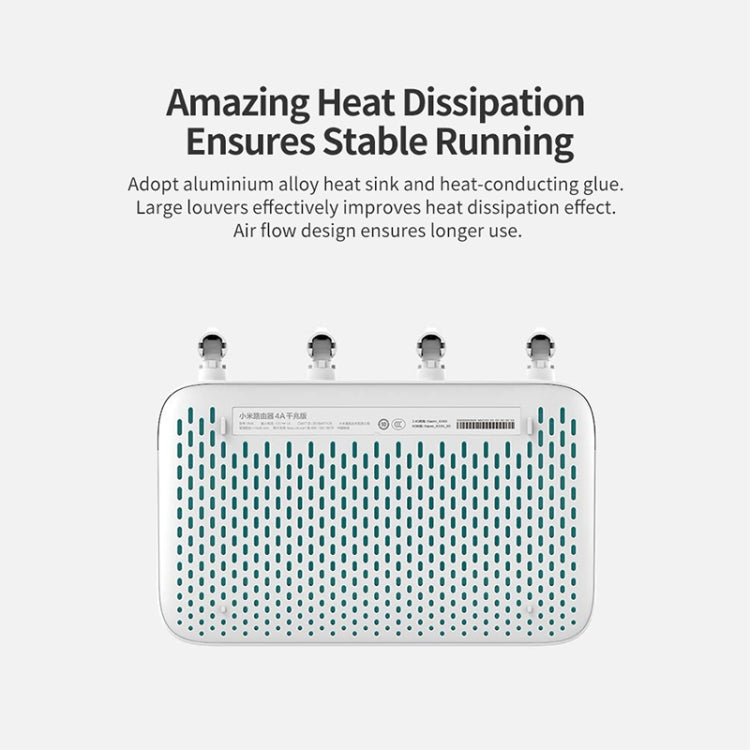 Original Xiaomi WiFi Router 4A Smart APP Control AC1200 1167Mbps 128MB 2.4GHz & 5GHz Dual-core CPU Gigabit Ethernet Port Wireless Router Repeater with 4 Antennas, Support Web & Android & iOS, US Plug