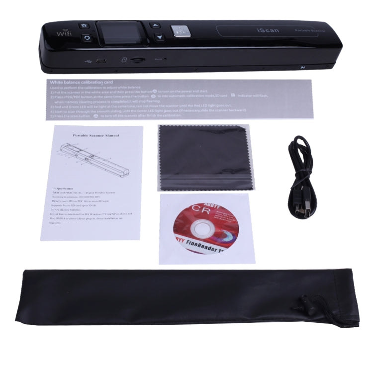 iScan02 WiFi Double Roller Mobile Document Portable Handheld Scanner with LED Display,  Support 1050DPI  / 600DPI  / 300DPI  / PDF / JPG / TF
