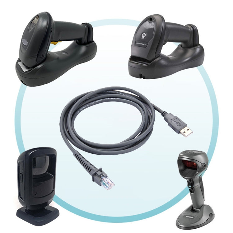 2m USB A Male to RJ45 Scanner Serial Data Cable for Symbol LS2208 / 2208AP / LS4278