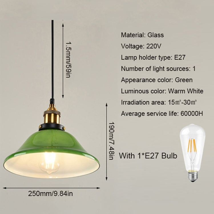 LED Industrial Edison Vintage Style Hanging lamp Green Emerald Glass Pendant Light with E27 Bulb