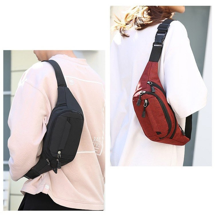 Pure Color Multi-function Pockets Waterproof Chest Bag Waist Crossbody Sports Bag