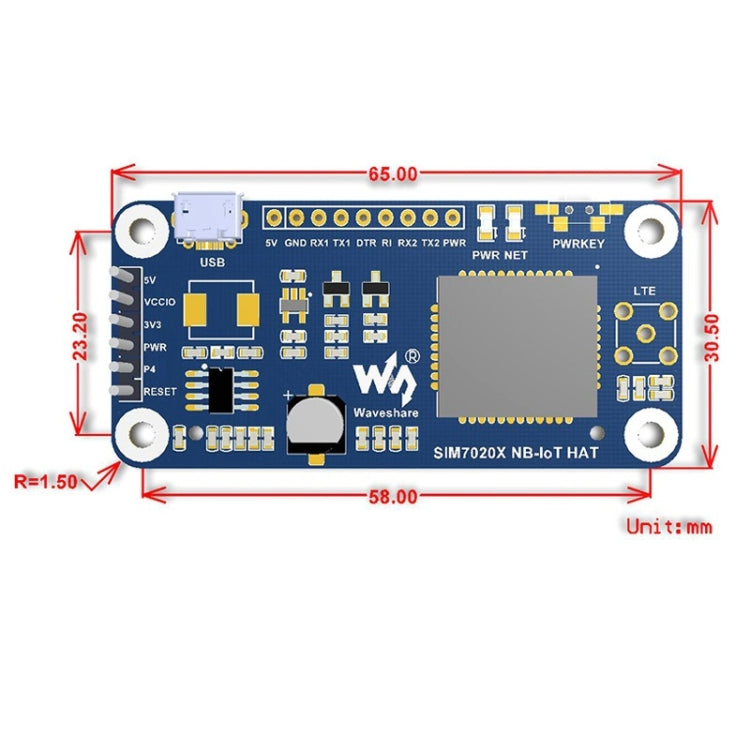 Waveshare NB-IoT HAT for Raspberry Pi, for Europe, Asia, Africa, Australia