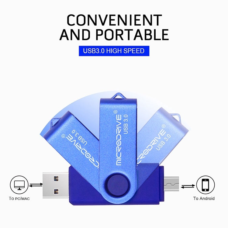 MicroDrive 16GB USB 3.0 Android Phone & Computer Dual-use Rotary Metal U Disk