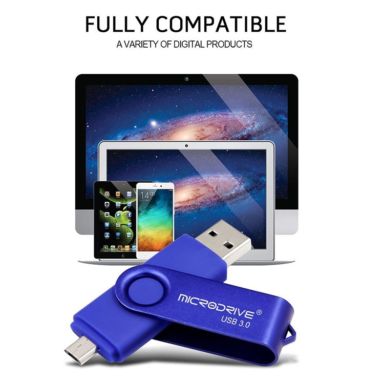 MicroDrive 16GB USB 3.0 Android Phone & Computer Dual-use Rotary Metal U Disk
