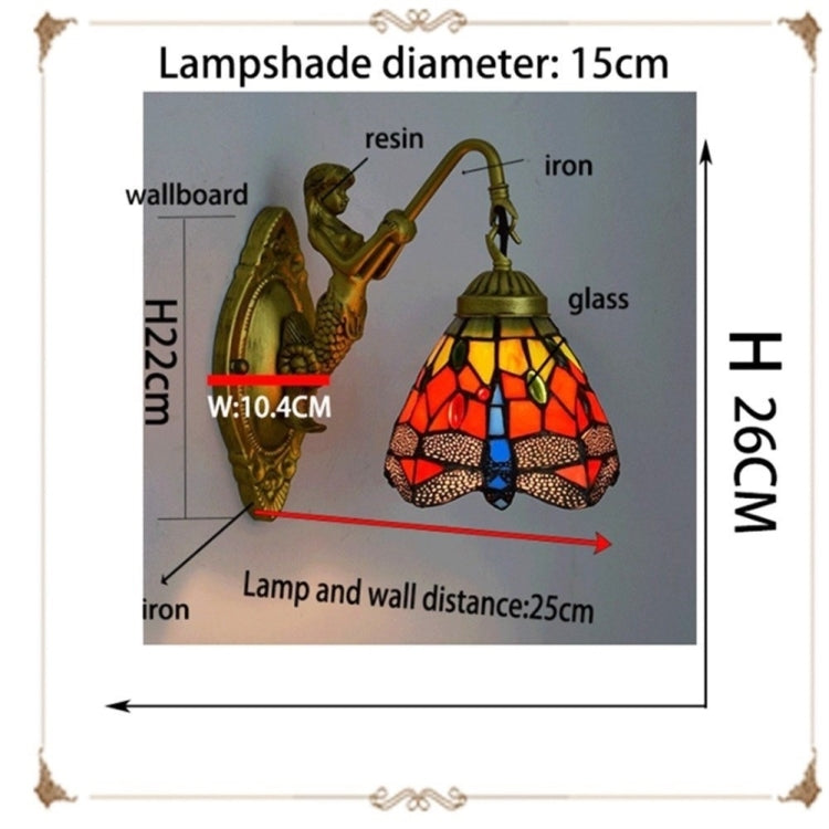 Retro Stained Glass Living Room Dining Room Bedroom Bar Club Aisle Wall Lamp