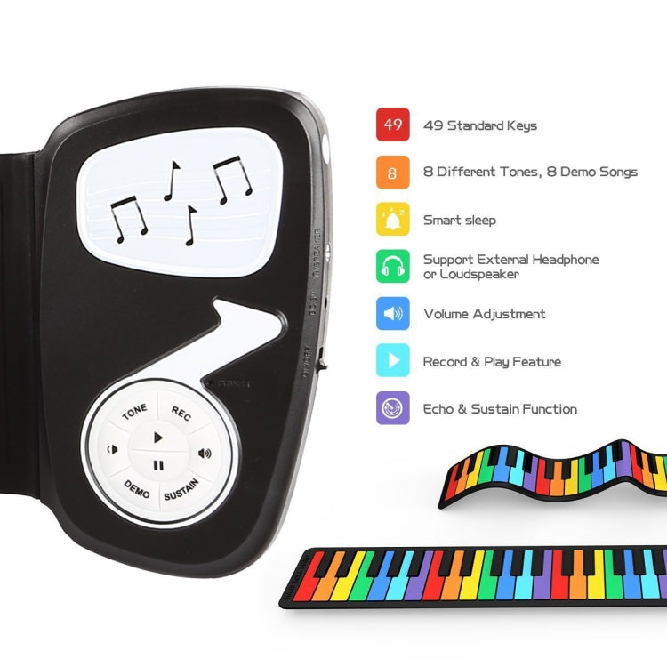 49-key Hand Roll Silicone Children Electronic Piano